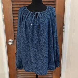NYDJ Navy Animal Print Blouse